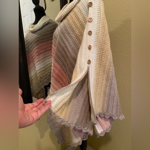 Handcrafted Crocheted Asymmetrical Poncho - Picture 5 of 5